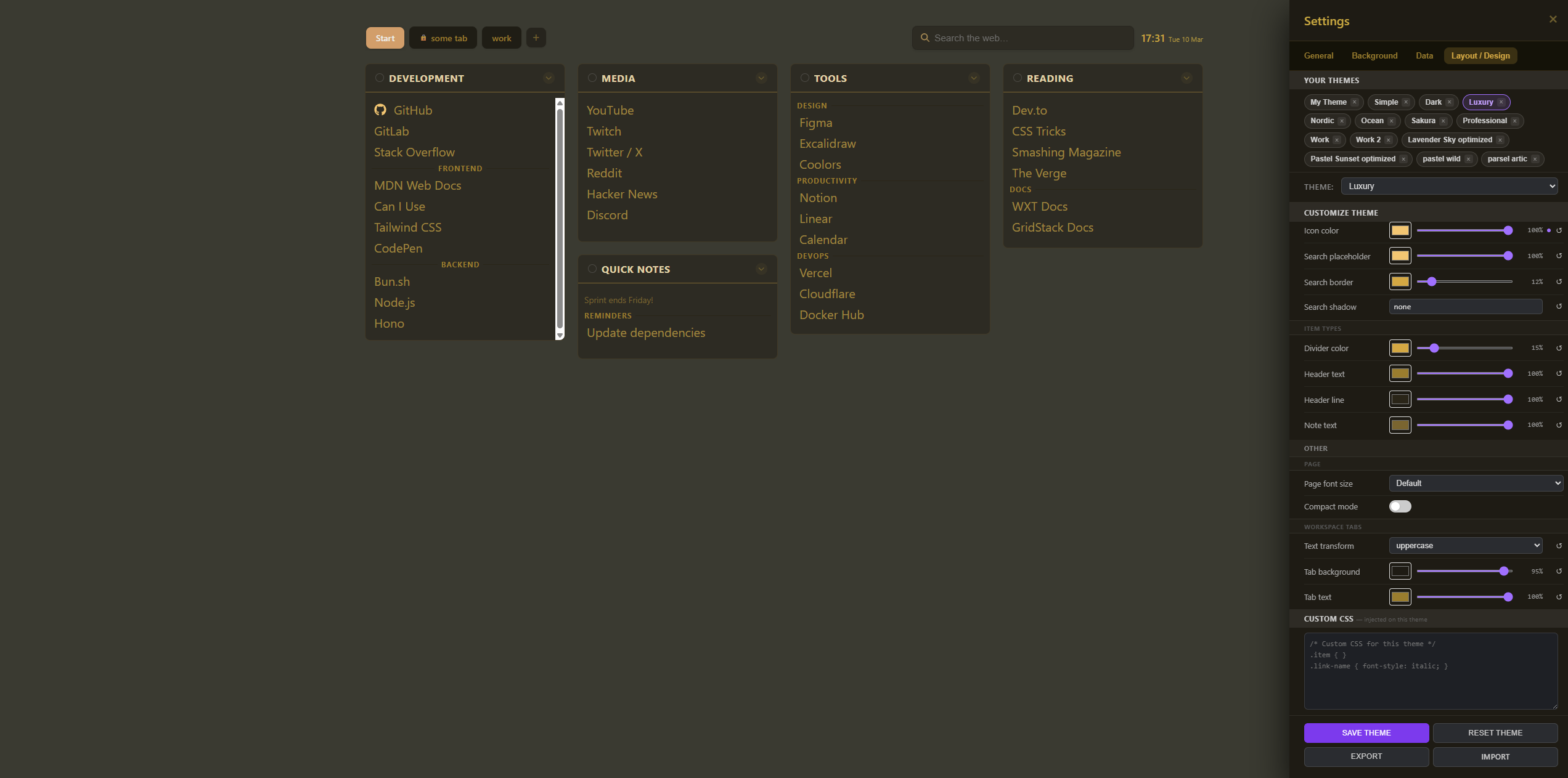 Luxury theme preview.