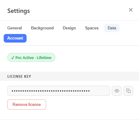 Settings focused on workspace management and account controls.